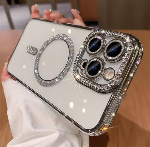 Einaily Glitzer Hülle für iPhone 14 Handyhülle Bling Glitzer mit Strass Rhinestone Schutzhülle für Mädchen, Transparent stoßfest Weiche TPU Silikon Bumper Handyhülle Case Cover für iPhone 14, Silber Einaily Glitzer Hülle für iPhone 14 Handyhülle Bling Glitzer mit Strass Rhinestone Schutzhülle für Mädchen, Transparent stoßfest Weiche TPU Silikon Bumper Handyhülle Case Cover für iPhone 14, Silber von Einaily