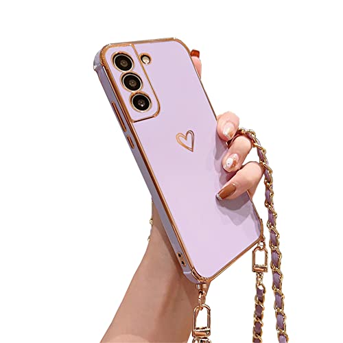 Einaily Handykette Hülle für Samsung Galaxy A54 5G Hülle mit Band, Handyhülle für Samsung A54 5G mit Kette Kameraschutz Herz Love Stoßfeste Schutzhülle Silikon mit Kordel zum Umhängen Galaxy A54 5G von Einaily