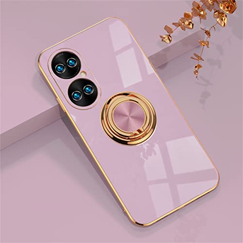 Einaily Hülle für Huawei P50 Pro, Silikon Case Handyhülle mit 360 Grad Ring Halter für Magnetische Autohalterung Schutzhülle TPU Bumper Galvanik Kratzfest Case Cover für Huawei P50 Pro von Einaily