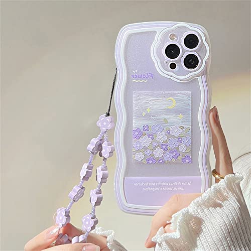 Einaily Hülle für iPhone 11 Pro Max, Glitter Aesthetic Handyhülle mit Armband Perlen Wellen Hülle Transparent Weiche Silikon Kratzfeste Schutzhülle Blumen Herz Mädchen Cover Case für iPhone 11 Pro Max von Einaily