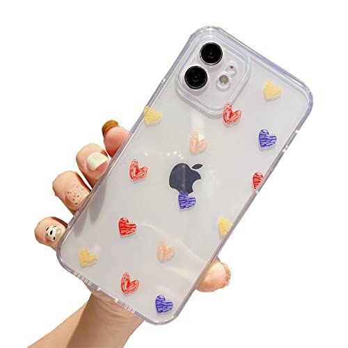 Einaily Hülle für iPhone 13 Case Crystal Clear Handyhülle für iPhone 13 Mode Chic Muster Ultra Dünn TPU Silikon Herz Bumper für iPhone 13 Stoßfest Kratzfest Schutzhülle für iPhone 13 Slim Case Cover von Einaily