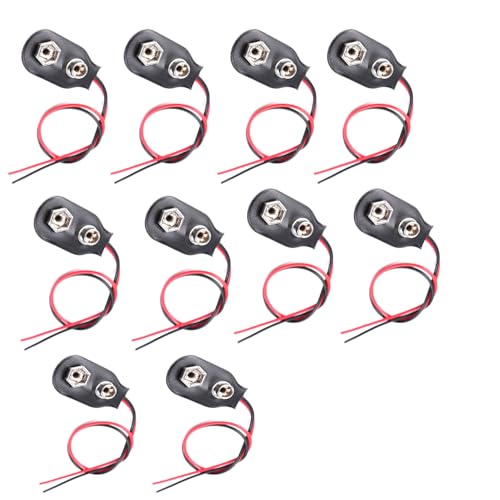 9V Batterieklemmen 9 Volt I-Typ；T-Type；Typ Auswahl; 9V Batterie Anschluss, 9 Volt Batterieclip Block Batterie Clip Anschluss Kabel für 9V Stecker (I-Form 9V Batterieklemmen, 10 Stück) von Einaus