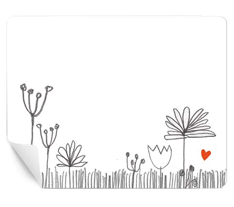 15 Freitext Aufkleber, eckige Etiketten für Hochzeit, Marmelade & als Geschenketiketten, Retro Design mit Blumen & rotem Herz, MATTE Papieraufkleber, selbstklebend zum selbst beschriften von Eine der Guten