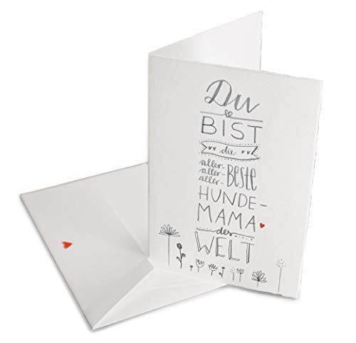 Muttertagskarte für die beste Hunde-Mama der Welt, Glückwunschkarte oder Grußkarte zu Muttertag, Geburtstag, Klappkarte aus Bütte MIT Umschlag von Eine der Guten