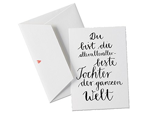 Spruchkarte - Du bist die allerbeste TOCHTER der Welt, Glückwunschkarte Postkarte für Töchter, Patentocher, Mädchen, Geburtstagskarte oder Dankeschön Grußkarte, klassisch mit Herz-Umschlag Spruchkarte - Du bist die allerbeste TOCHTER der Welt, Glückwunschkarte Postkarte für Töchter, Patentocher, Mädchen, Geburtstagskarte oder Dankeschön Grußkarte, klassisch mit Herz-Umschlag von Eine der Guten