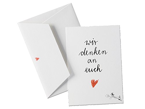 Spruchkarte - Wir denken an Euch - Trauerkarte, Grußkarte mit Umschlag zum Mut machen für Freunde, Freundinnen und Familie, Motivation vor Prüfungen & neuen Lebensabschnitten, zum Abschied von Eine der Guten