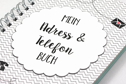 Mein Adressbuch Telefonbuch Kalender Chevron schwarz DIN A6 von EinfachSchön