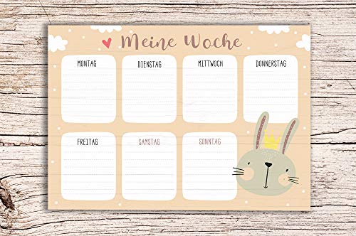 Meine Woche beige sand mit Hasen Motiv - Block A5 Wochenkalender Planer Kinder Wochenplaner von EinfachSchön