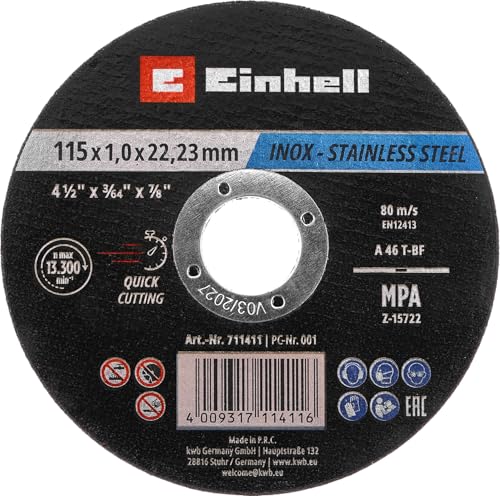Original Einhell Trennscheiben Metall, 100-tlg., Ø 115 mm in Dose (Schnelles Trennen, Metallverarbeitung, Leichter Schnitt, MPA-zertifiziert, Markenunabhängig) von Einhell