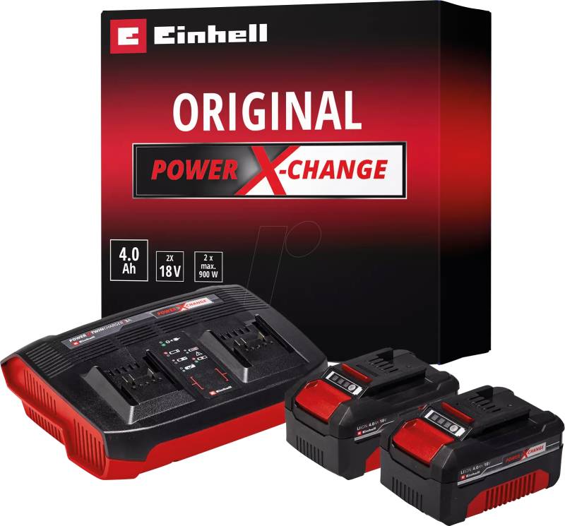EINHELL 4512112 - Power X-Change Starter Set, 2x 4,0 Ah Akku, 1x Ladegerät von Einhell
