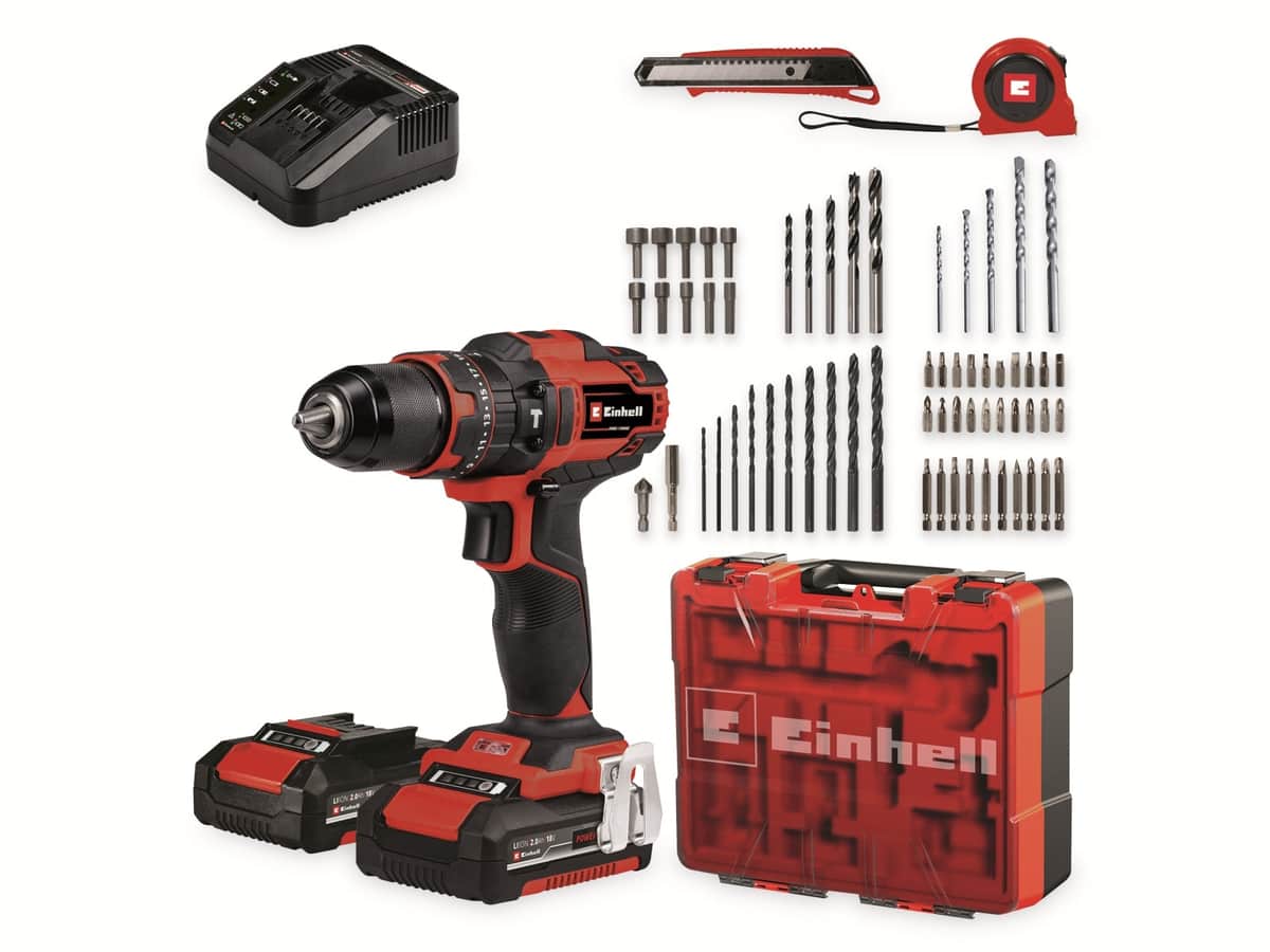 EINHELL Akku-Schlagbohrschrauber TE-CD 18/40 Li-i + 64 Set von Einhell