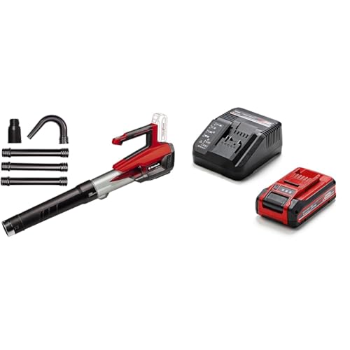 Einhell Akku-Laubbläser GP-LB 18/200 Li GK Power X-Change (Axial-Impeller-Technologie, Blasleistung 670 m³/h, Dachrinnen-Reinigungsset, inkl. 3,0 Ah PLUS Akku & Ladegerät) von Einhell