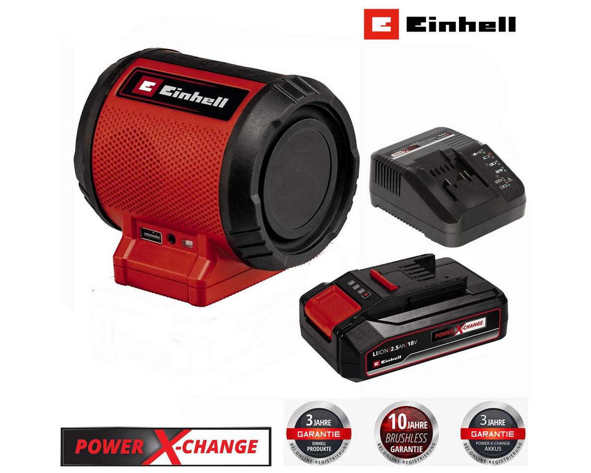 Einhell Lautsprecher TC-SR 18 Li BT +Akku 2.5 Ah, Ladegerät Bluetooth AUX/usb Portable-Lautsprecher von Einhell