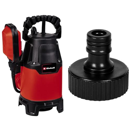 Einhell Schmutzwasserpumpe GC-DP 3325 & Einhell Adapter 33,3 mm IG (Pumpen-Zubehör, passend für 33,3 mm / 1 Zoll Pumpen-Außengewinde, zum Anschluss eines Gartenschlauchs) von Einhell