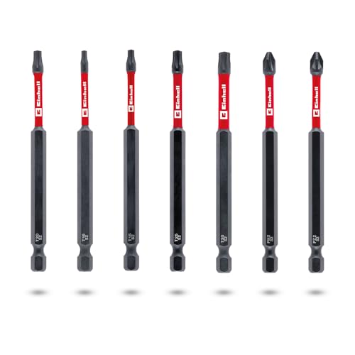 Original Einhell Impact-Bit, 100 mm, PH2/PZ2/T10/T15/T20/T25/T30 (S2-Stahl, Torsionszone, effiziente Kraftübertragung, roter Farbring, C 6.3 Schaft) von Einhell