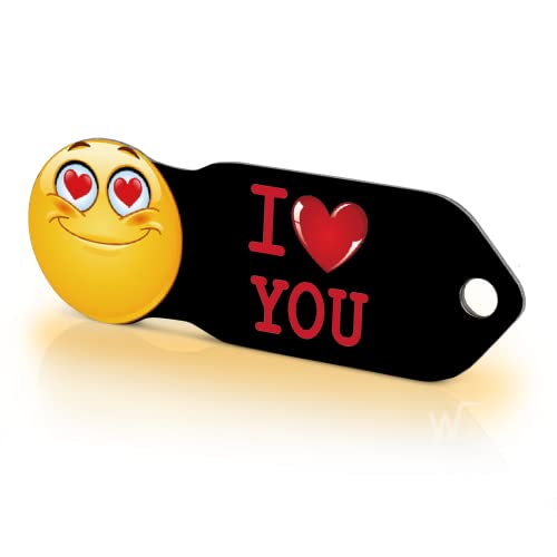 Einkaufswagenlöser ® I Love You/Schlüsselanhänger Einkaufschip mit Schlüsselfundservice/Abziehbarer Einkaufswagenchip Metall, Chip Einkaufswagen, Key Finder / 1 Stück von Einkaufswagenlöser
