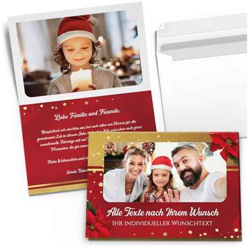10 PERSONALISIERTE Weihnachtskarten mit Text und Foto - individueller Weihnachtsgruß Grußkarte Weihnachten Einladung Familie geschäftlich Motiv 23 von Einladungskarten Manufaktur Hamburg