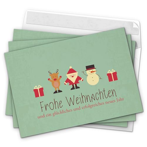 10 moderne Weihnachtskarten mit Umschlag, Motiv Moderner Vintage Look mit weihnachtlichen Symbolen (Türkis grün) - Grußkarten im Postkarten Format / Weihnachten / im Set von Einladungskarten Manufaktur Hamburg