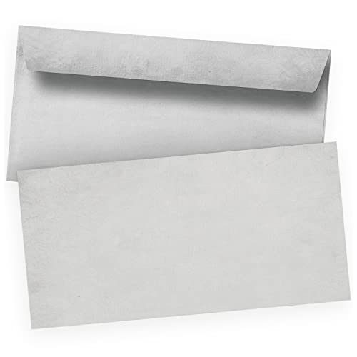 10 x Briefumschläge Altes Papier Vintage Grau - DIN lang - haftklebend ohne Fenster von Einladungskarten Manufaktur Hamburg