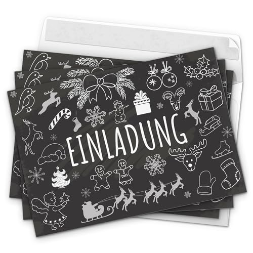 10 x Einladungskarten mit Umschlag zur Weihnachtsfeier/Motiv: Tafel Look Symbole/Weihnachten/Christmas Party/Einladung/für Firmen 10 x Einladungskarten mit Umschlag zur Weihnachtsfeier/Motiv: Tafel Look Symbole/Weihnachten/Christmas Party/Einladung/für Firmen von Einladungskarten Manufaktur Hamburg