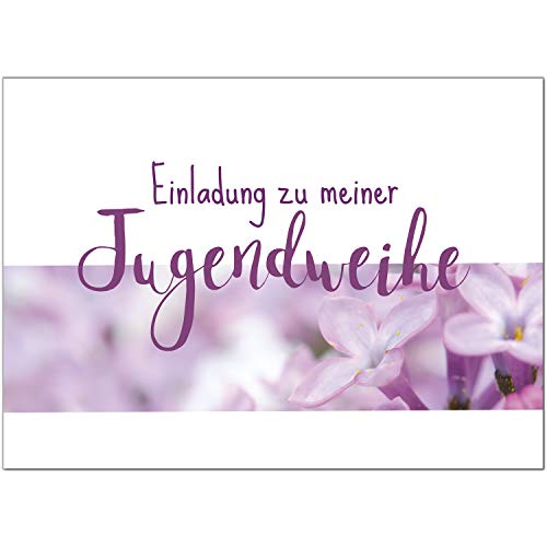 10 x Einladungskarten zur Jugendweihe mit Umschlag/Rosa lila Flieder für Mädchen Blumen/Jugendweihekarten/Einladungen zur Feier von Einladungskarten Manufaktur Hamburg