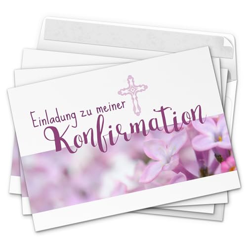 10 x Einladungskarten zur Konfirmation mit Umschlägen/Für Mädchen/Konfirmationskarten/Einladungen zur Feier von Einladungskarten Manufaktur Hamburg