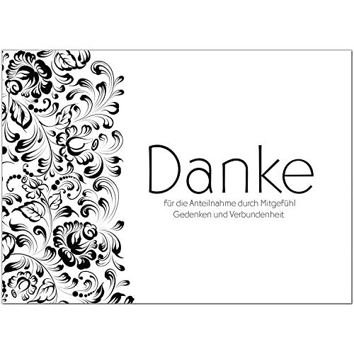 10 x Trauer Danksagungskarten mit Umschlag DIN A6, Motiv mit großem Wort Danke, Danke Sagen nach Beerdigung von Einladungskarten Manufaktur Hamburg