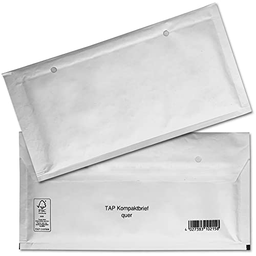 100 Kompaktbrief Luftpolster Versandtaschen Umschläge quer (Din Lang, ca. 235 x 125 mm) selbstklebend von Einladungskarten Manufaktur Hamburg