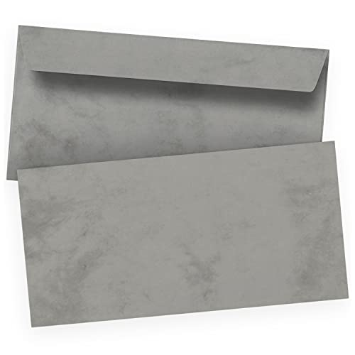 100 x Briefumschläge Marmor Grau Altes Papier Vintage - DIN lang - haftklebend ohne Fenster von Einladungskarten Manufaktur Hamburg