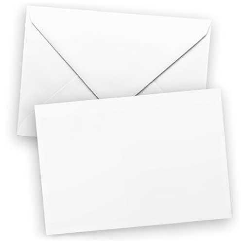 15 x Briefumschläge DIN C6 (114 x 162 mm), spitze Klappe, nassklebend NK ohne Fenster, weiß, 80 g/qm, Seidenfutter-Hülle von Einladungskarten Manufaktur Hamburg