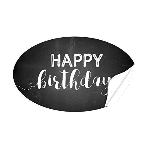 20 x ovale Aufkleber Happy Birthday auf Schwarz Tafel-Look - Format ca. 8 x 5 cm - Etiketten, Sticker und Aufkleber für jeden Anlass 20 x ovale Aufkleber Happy Birthday auf Schwarz Tafel-Look - Format ca. 8 x 5 cm - Etiketten, Sticker und Aufkleber für jeden Anlass von Einladungskarten Manufaktur Hamburg