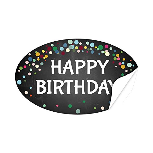 20 x ovale Etiketten/Happy Birthday Mix / - Format ca. 8 x 5 cm - Aufkleber, Sticker für Geschenke, als Dankeschön, zum Geburtstag von Einladungskarten Manufaktur Hamburg