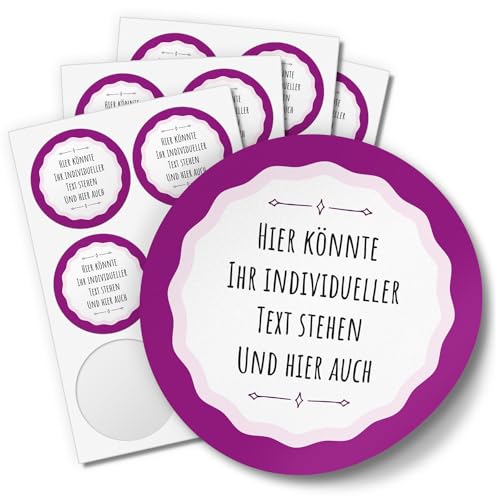 24 INDIVIDUELLE runde Etiketten SELBER GESTALTEN: Lila Rosa schlicht - Personalisierte schöne Aufkleber für Hochzeit, Gläser, Taufe, Konfirmation, Kommunion, Produkte, Ostern, Geburt, Geburtstag von Einladungskarten Manufaktur Hamburg