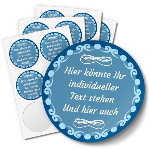24 PERSONALISIERTE runde Etiketten, schlicht für jeden Anlass BLAU - Ihre Aufkleber online selbst gestaltet, ganz individuell von Einladungskarten Manufaktur Hamburg