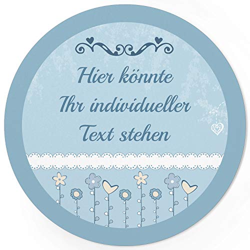 24 PERSONALISIERTE runde Etiketten mit Motiv: Hellblau - Ihre Aufkleber online selbst gestaltet, ganz individuell von Einladungskarten Manufaktur Hamburg
