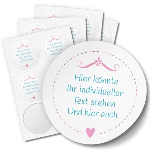24 PERSONALISIERTE runde Etiketten mit Motiv: Rosa Herzchen Edel - Ihre Aufkleber online selbst gestaltet, ganz individuell von Einladungskarten Manufaktur Hamburg