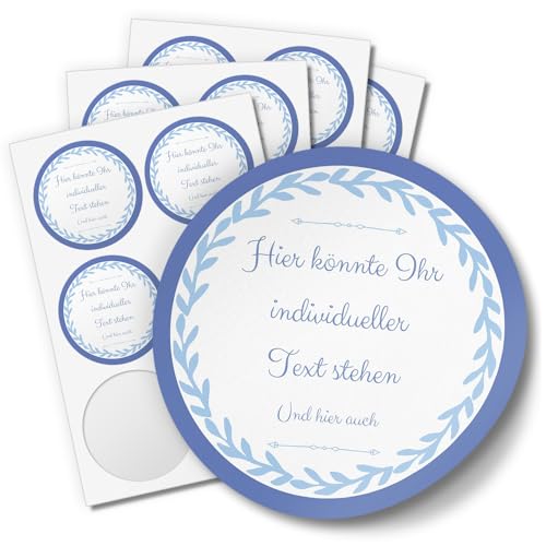 24 PERSONALISIERTE runde Etiketten mit Motiv: Schlichtes Blau - Ihre Aufkleber online selbst gestaltet, ganz individuell von Einladungskarten Manufaktur Hamburg