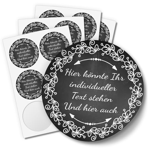 24 PERSONALISIERTE runde Etiketten mit Motiv: Tafel Look schwarz weiss edel - Ihre Aufkleber online selbst gestaltet, ganz individuell von Einladungskarten Manufaktur Hamburg