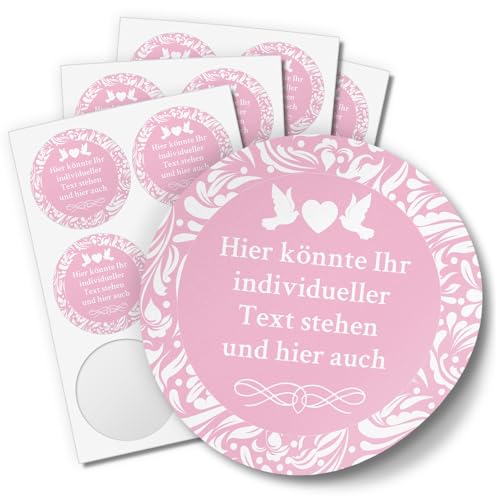 24 PERSONALISIERTE runde Etiketten zur Hochzeit mit Motiv: rosa - Ihre Aufkleber online selbst gestaltet, ganz individuell von Einladungskarten Manufaktur Hamburg