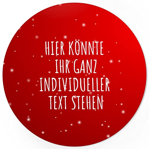 24 Weihnachtsaufkleber PERSONALISIERT mit Ihrem Text für Geschenke und Produkte zu Weihnachten - Aufkleber Etiketten Geschenkaufkleber rund, Motiv Rot Schneeflocken von Einladungskarten Manufaktur Hamburg