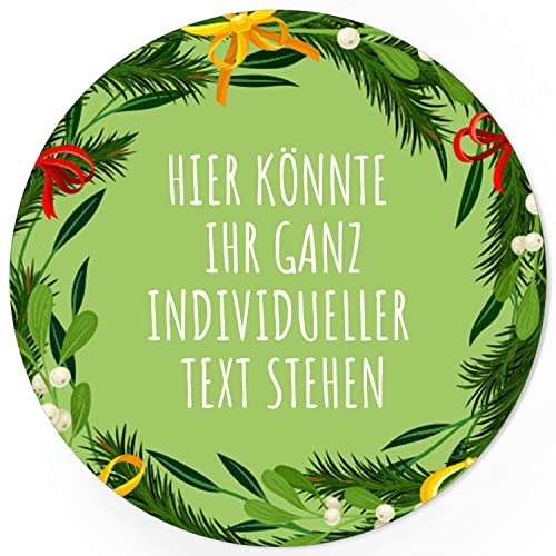 24 Weihnachtsaufkleber PERSONALISIERT mit Ihrem Text für Geschenke und Produkte zu Weihnachten - Aufkleber Etiketten Geschenkaufkleber rund, Motiv grün 3 von Einladungskarten Manufaktur Hamburg