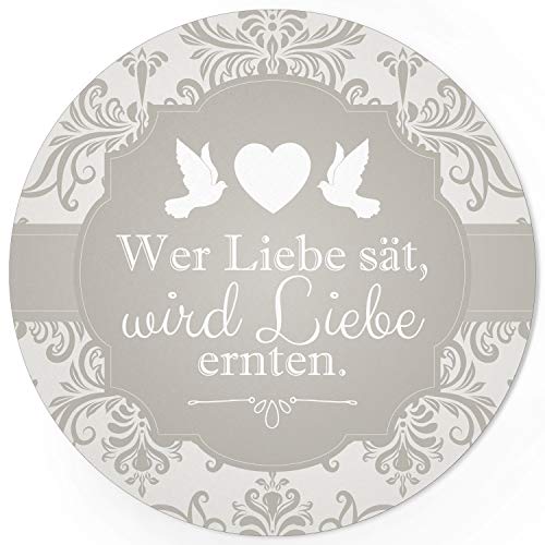 24 runde Design Etiketten - Wer Liebe sät, wird Liebe ernten - Aufkleber für Gastgeschenke - Motiv: Edel in hellgrau und elegant 24 runde Design Etiketten - Wer Liebe sät, wird Liebe ernten - Aufkleber für Gastgeschenke - Motiv: Edel in hellgrau und elegant von Einladungskarten Manufaktur Hamburg