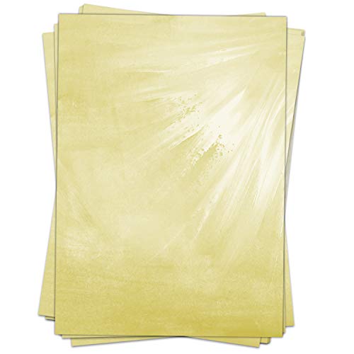 25 Blatt Briefpapier (A4) | Gelb Aquarell Vintage | Motivpapier | edles Design Papier | beidseitig bedruckt | Bastelpapier | 90 g/m² von Einladungskarten Manufaktur Hamburg