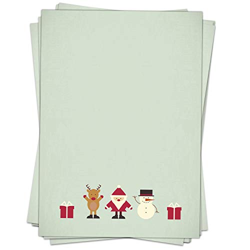 25 Blatt Weihnachtspapier (A4) | Vintage modern weihnachtlich mint grün | Motivpapier | edles Briefpapier Weihnachten | beidseitig bedruckt | Weihnachtsbriefpapier | 90 g/m² von Einladungskarten Manufaktur Hamburg
