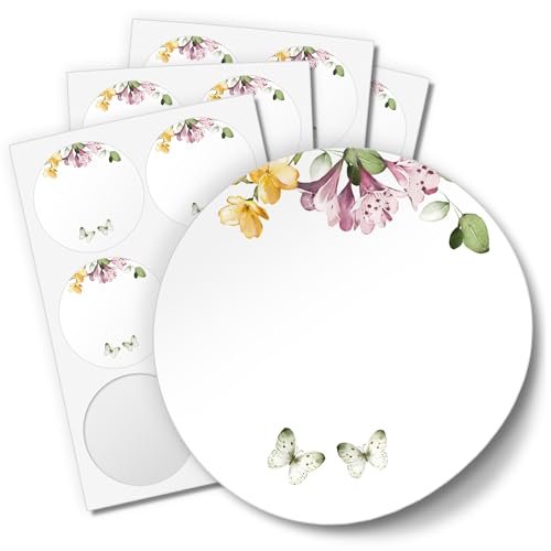 Einladungskarten Manufaktur Hamburg 48 Aufkleber ZUM BESCHRIFTEN für Hochzeit Geburtstag Danke Taufe Etiketten rund 4cm, Floral Schmetterling Einladungskarten Manufaktur Hamburg 48 Aufkleber ZUM BESCHRIFTEN für Hochzeit Geburtstag Danke Taufe Etiketten rund 4cm, Floral Schmetterling von Einladungskarten Manufaktur Hamburg