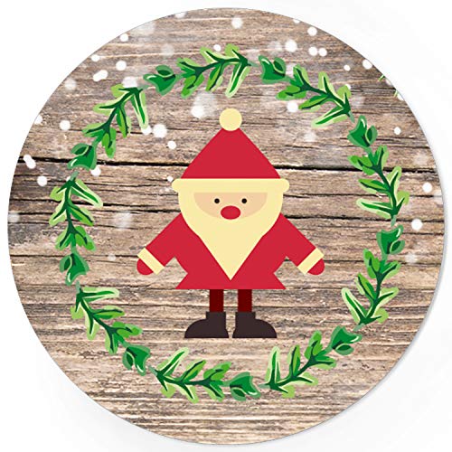 48 Weihnachtsaufkleber Weihnachtsmann Holzhintergrund - für Geschenke zu Weihnachten - Sticker Aufkleber Etiketten Geschenkaufkleber Verpacken, rund von Einladungskarten Manufaktur Hamburg