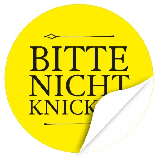 48 moderne Design Etiketten, rund/Bitte nicht knicken Design 1 GELB/Aufkleber/Sticker/Post/Versand/Brief/Vorsicht von Einladungskarten Manufaktur Hamburg