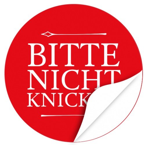 48 moderne Design Etiketten, rund/Bitte nicht knicken Design 2 ROT/Aufkleber/Sticker/Post/Versand/Brief/Vorsicht von Einladungskarten Manufaktur Hamburg