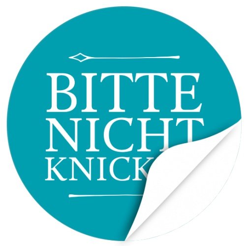 48 moderne Design Etiketten, rund/Bitte nicht knicken Design 2 TÜRKIS/Aufkleber/Sticker/Post/Versand/Brief/Vorsicht von Einladungskarten Manufaktur Hamburg