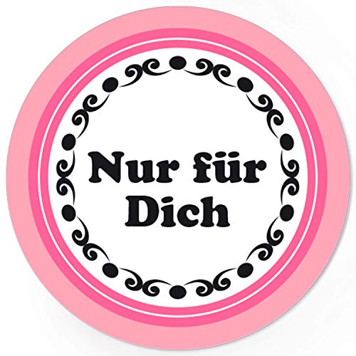 48 runde Design Etiketten - NUR FÜR DICH rosa - Vintage Geschenk Aufkleber für für Geschenke, Verpackungen, Flaschen, Dekoration von Einladungskarten Manufaktur Hamburg